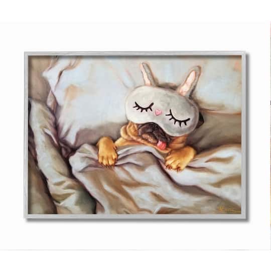 Stupell Industries Dog Nap Wall Art in Gray Frame